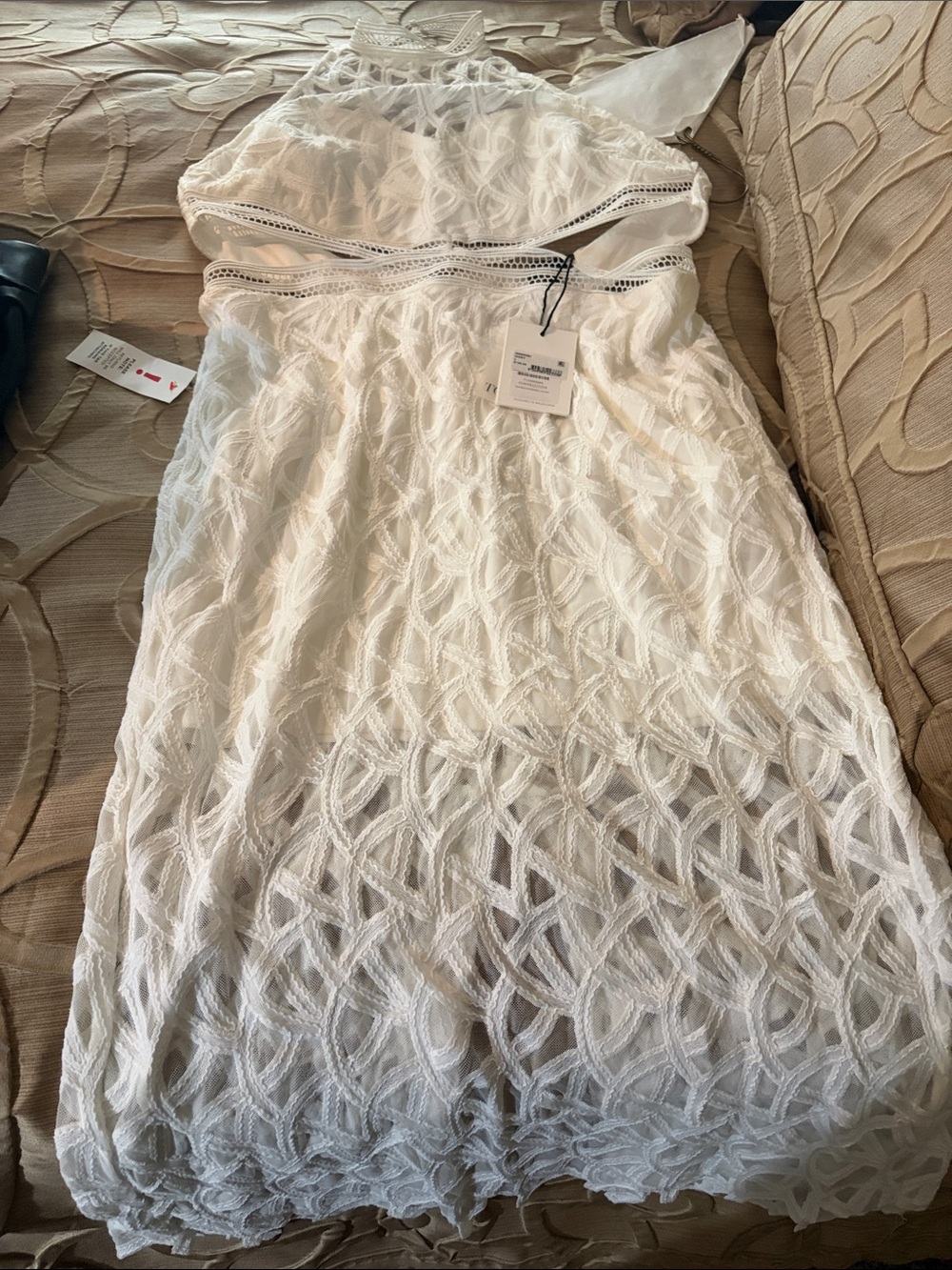 Bardot White Lace Halter Midi Dress
